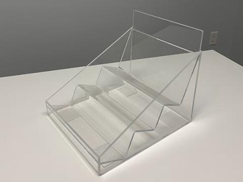 Heat bending and plastic fabrication for 3 tier acrylic display