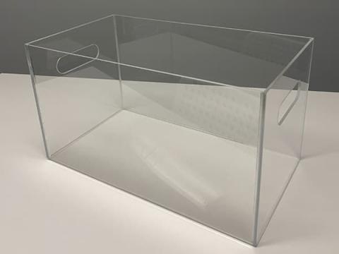 Heat bending and plastic fabrication for acrylic display bin